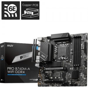 Msı Pro B760M-A Wıfı Ddr4 Soket 1700 Ddr4 5333(OC) Pcı-E ,m.2 Usb3.2 Hdmı,dp 1x 2.5g Lan  wı-Fı 6e Matx