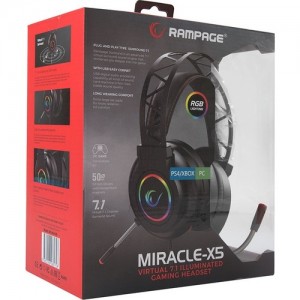 Rampage Miracle-X5 Siyah RGB LED 7.1 Surround Sound System Mikrofonlu Oyuncu Kulaklığı